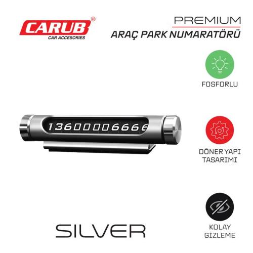 CARUB Araba Park Numaratörü Lüx Çevirmeli Silver BR4620617